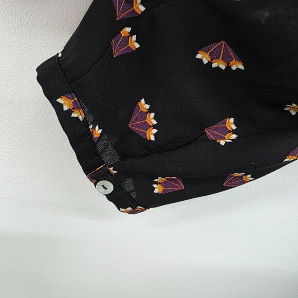 Daniel Rainn Womens S Boho Black Blouse 3/4 Sleeve Lightweight Printed Top - Picture 16 of 16